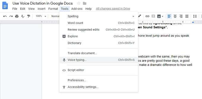 Typing With Your
Voice in Google Docs image 2