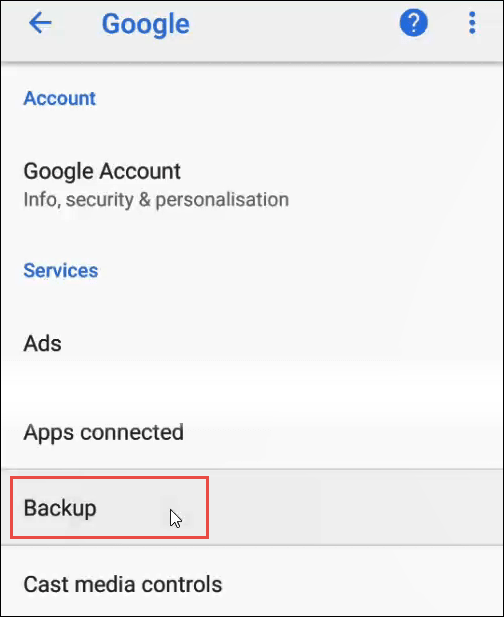 how to backup my android phone to google