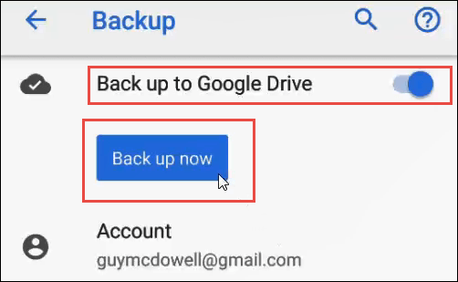 Google’s Phone Backup image 3