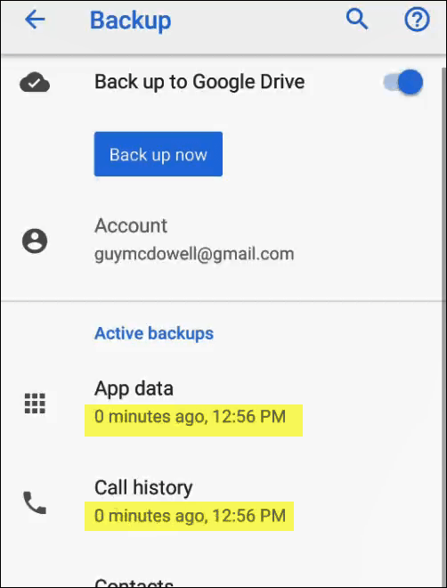 Google’s Phone Backup image 4