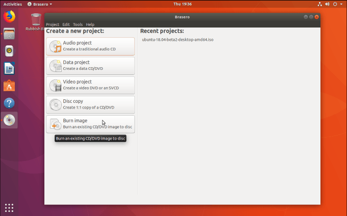 Brasero-options - Online Tech Tips Burn ISO Image To DVD image