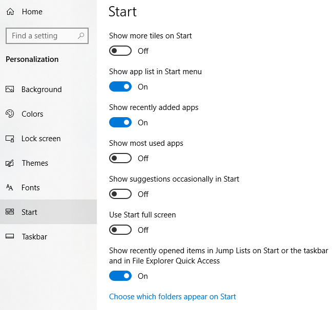 Show/Hide Folders in Start Menu image 2