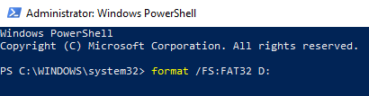 format-powershell - Online Tech Tips Using PowerShell In Windows 10 To Format An External Hard Drive To FAT32 image 2