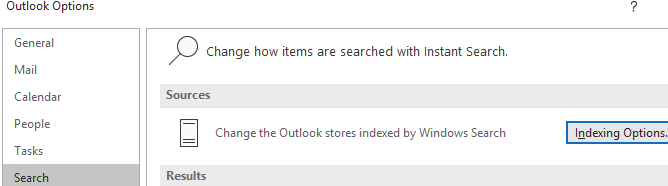 Turn Off Outlook Search Indexing image