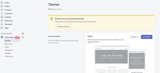 Selecting a Store Theme image