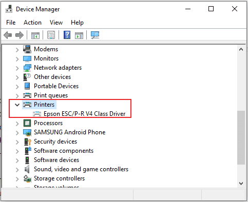 cannot diagnostic printer device manager
