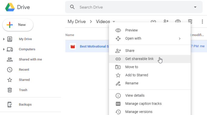 how to send videos on google drive