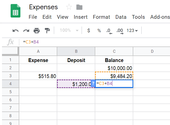 Automatically Add &amp; Subtract In a Spreadsheet image 2