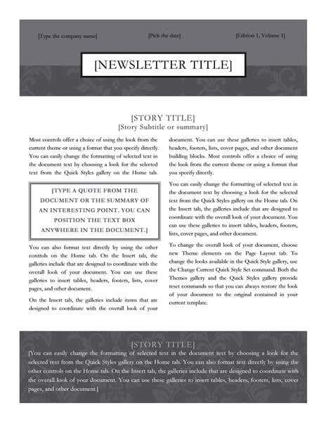 Newsletter (Black Tie) – MS Office Templates image