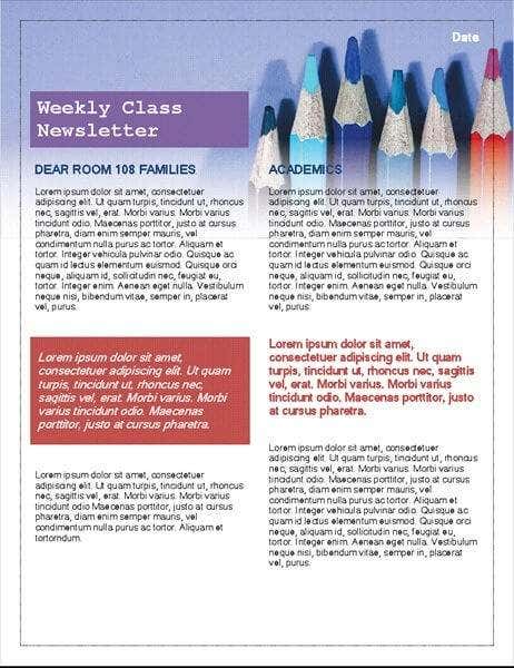 Class Newsletter – MS Office Templates image