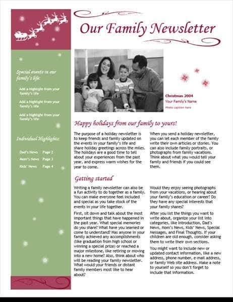 Holiday Newsletter (Santa’s Sleigh &amp; Reindeer) – MS Office Templates image