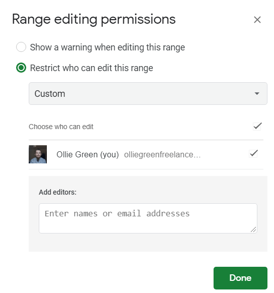Restrict Permissions To Certain Cells In Google Sheets image