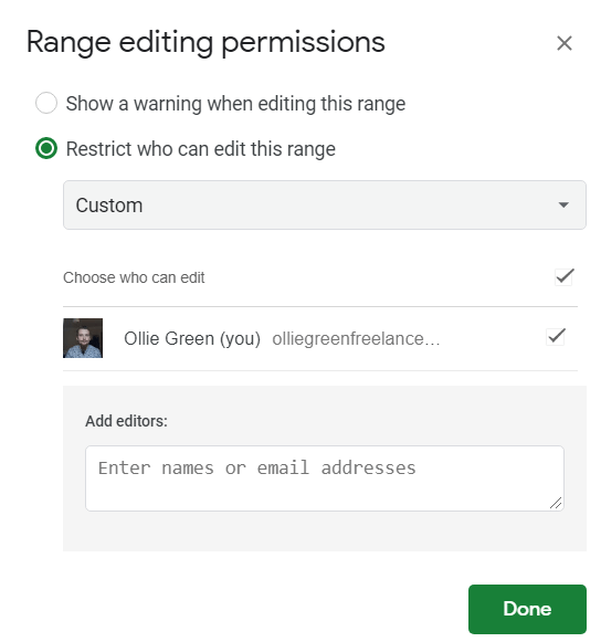 restrict-editing-google-sheets - Online Tech Tips Restrict Permissions To Certain Cells In Google Sheets image