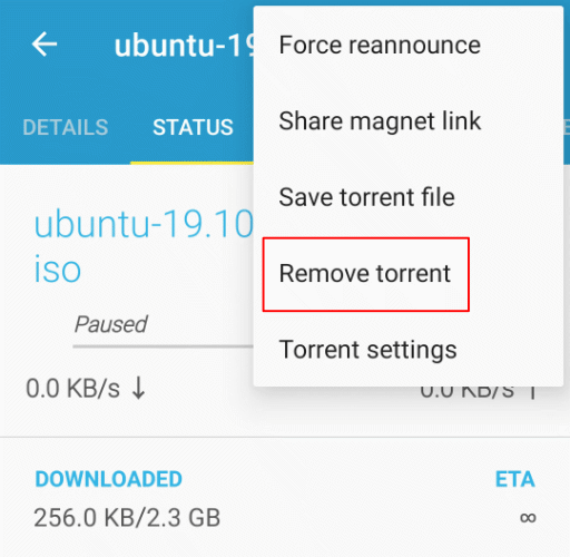 Pausing, Changing and Deleting Torrents in Flud image 2