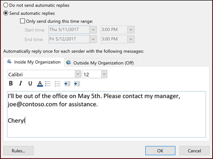 Set Out Of Office Outlook Replies For Exchange Accounts image 2