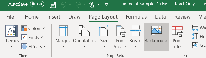 Add an Excel Background Image In Excel Using Page Layout image