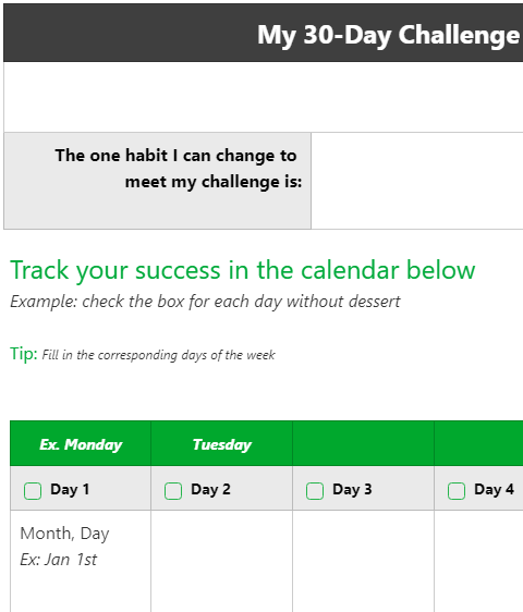 30 Day Challenge Calendar Template from www.online-tech-tips.com