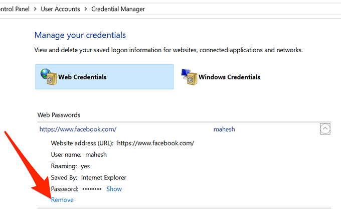 saving passwords located in windows vista