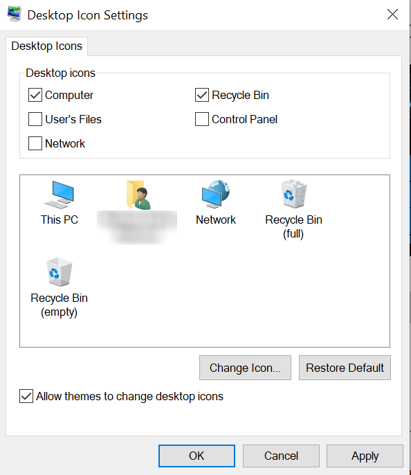 check mark on desktop icons