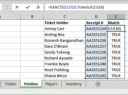 How Do I Find Matching Values in Two Different Sheets? image