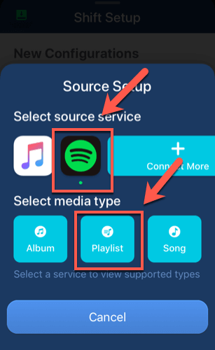 iOS-SongShift-Select-Source-Options - Online Tech Tips Using SongShift to Convert a Spotify Playlist to Apple Music on iOS image 7