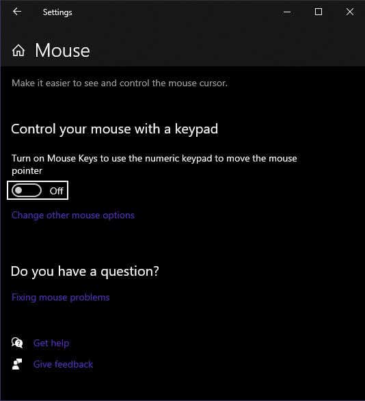Use Mouse Keys In Windows 10 image