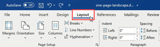The Point & Click Way To Make One Page Landscape In Word image 3