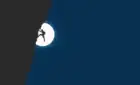 minimalist wallpaper of person climbing mountain backlit by full moon