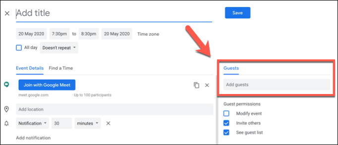 Scheduling a Google Meet Meeting image 2