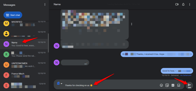 How To Start a Conversation Or Reply With Android Messages On PC image 2