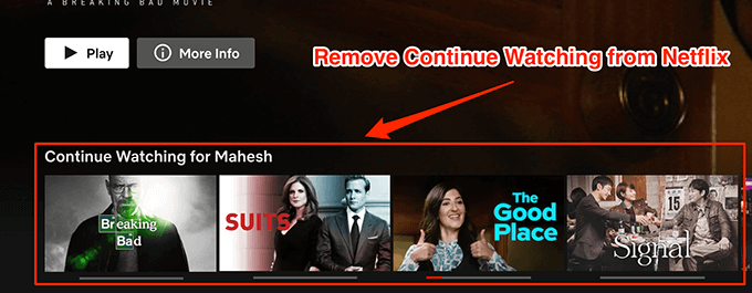 how to remove resume watching netflix