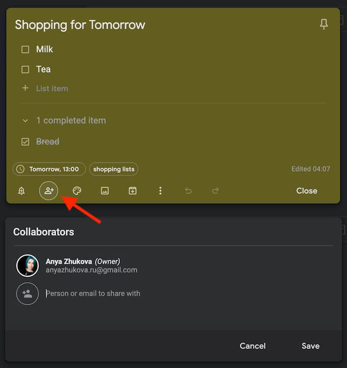 shared-lists_collaborators - Online Tech Tips How To Use The Google Keep Chrome Extension image 7