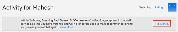 Remove “Continue Watching” Using The Netflix Web Version image 5