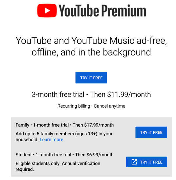 Basics of YouTube Premium: Plans and Price