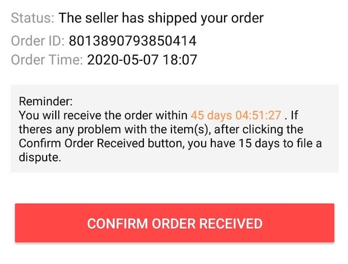 Received your order