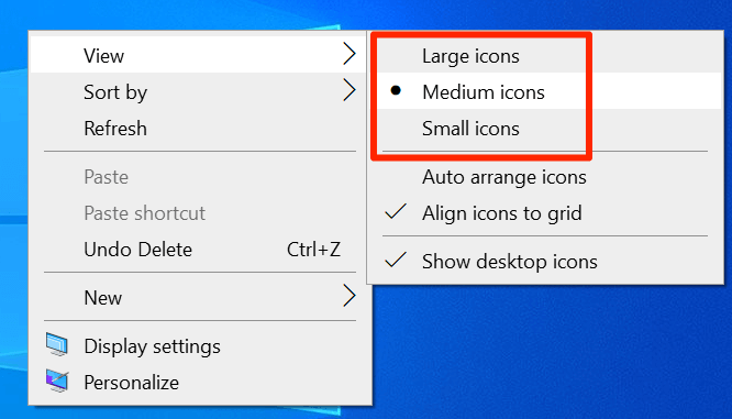 Use The Context Menu To Change The Desktop Icon Size image