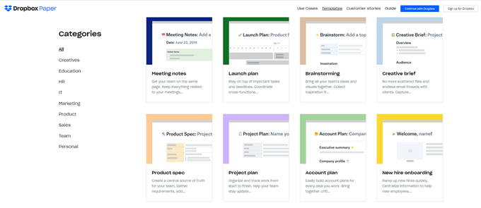 Dropbox-Paper-Template-Library - Online Tech Tips How To Choose Pre-Designed Paper Templates In Dropbox image 4 - Dropbox-Paper-Template-Library