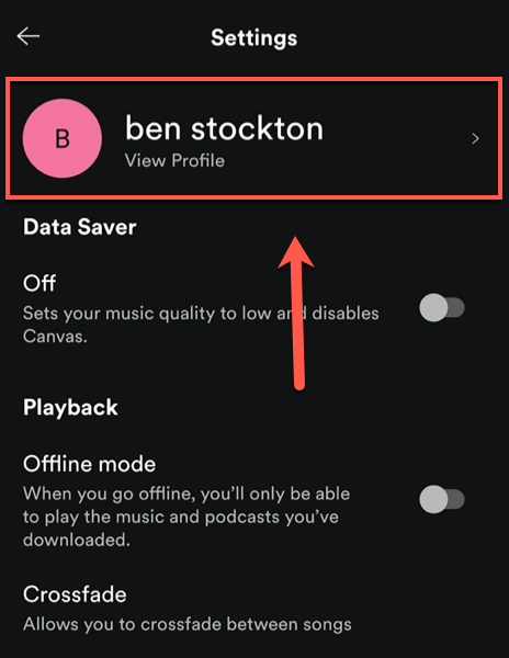 Spotify-Mobile-Settings-Profile - Online Tech Tips How To Change Spotify Display Name On Android, iPhone or iPad image 2 - Spotify-Mobile-Settings-Profile