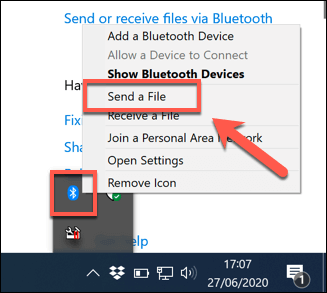 transferring files from iphone to pc via bluetooth
