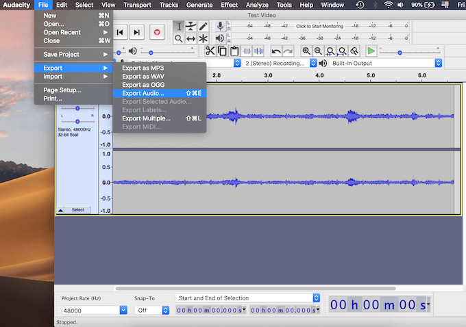 how to extract audio from video file audition