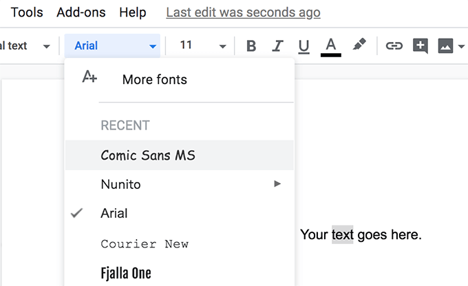 Set a Newly Added Font Default In Google Docs image