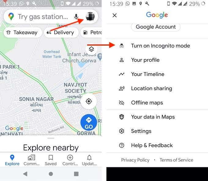 How To Turn on Google Maps Incognito Mode image