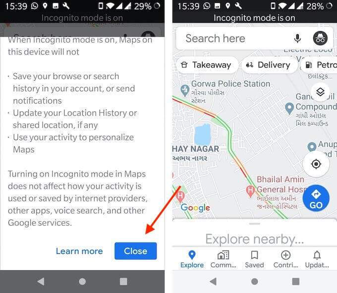 How To Use Google Maps Incognito Mode On An Android Device - 46