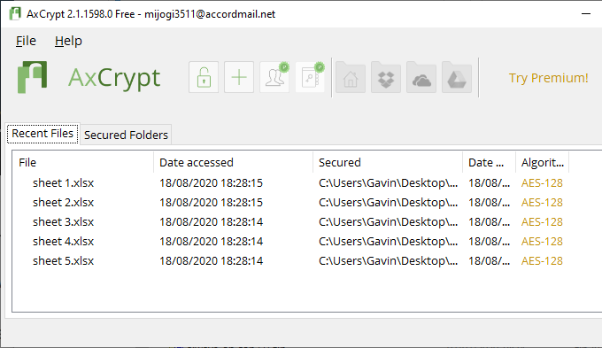 axcrypt excel file protection