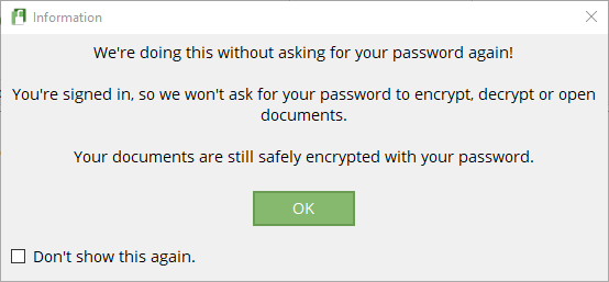 axcrypt password warning