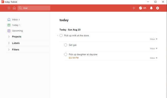 ToDoist Desktop App Main Page Features image