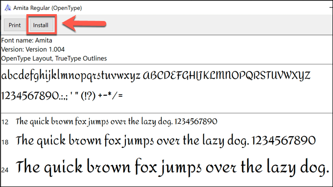 how to download a font to windows 10