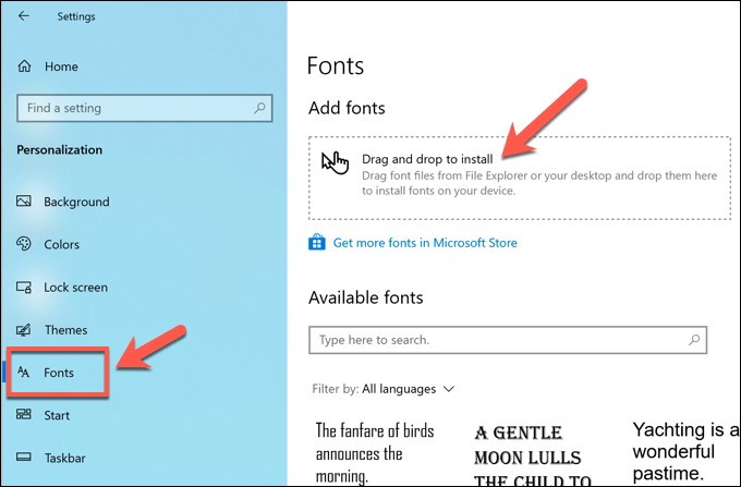 Install Fonts in Windows 10 Using Windows Settings image 2