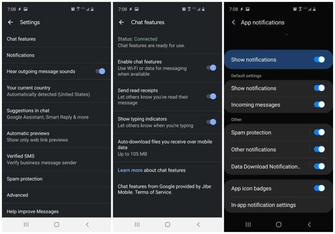 google-messenger-settings - Online Tech Tips Google Messages Setting Menus image