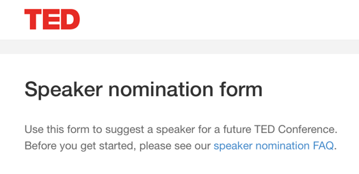 Use the Speaker Nomination Form image